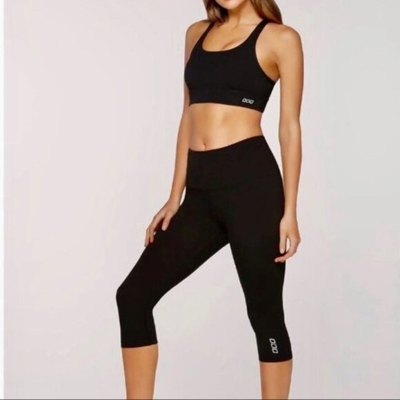 Lorna Jane Black Mesh Crop Active Workout Leggings - Picture 1 of 8